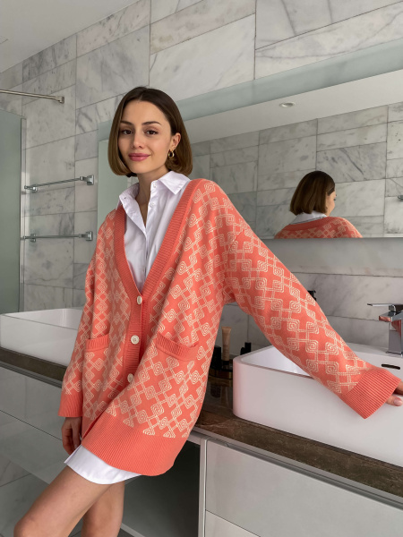 Кардиган pattern CHARMSTORE (персик-молоко)